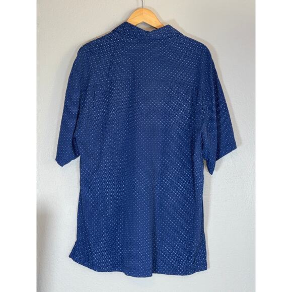 Linea Rosso Silk Blue Short Sleeve Button Up Mens XL All Over Print Geometric - Picture 3 of 5